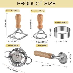Ravioli Pasta Cutter Wheel Set of 5, Ravioli Makers with Roller Ravioli Stamp Cutter Set with Wooden Handle Ravioli Pasta Cutter Wheel Set of 5, Ravioli Makers with Roller Ravioli Stamp Cutter Set with Wooden Handle