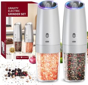 Gravity Electric Salt and Pepper Grinder Set with 2-Speed, Rechargeable Salt and Pepper Grinder Set, Adjustable Coarseness, Whiet LED Light Gravity Electric Salt and Pepper Grinder Set with 2-Speed, Rechargeable Salt and Pepper Grinder Set, Adjustable Coarseness, Whiet LED Light